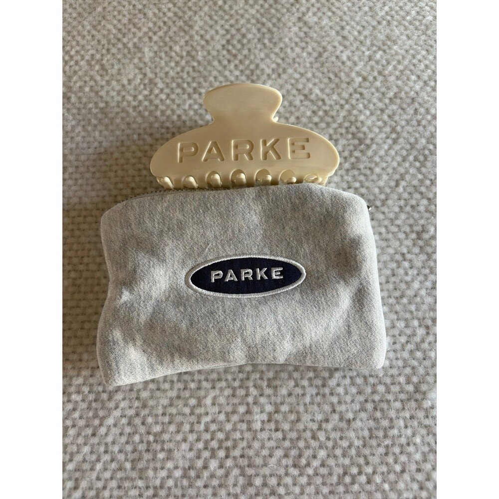 New Parke Hair Claw Clip with Matching Pouch Case Neutral Beige